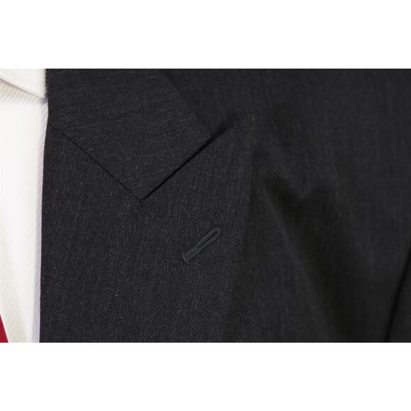 Custom Tailored Solid Charcoal Gray 1-Btn Peak Lapel Wool Suit Athletic 50S - Picture 5 of 10